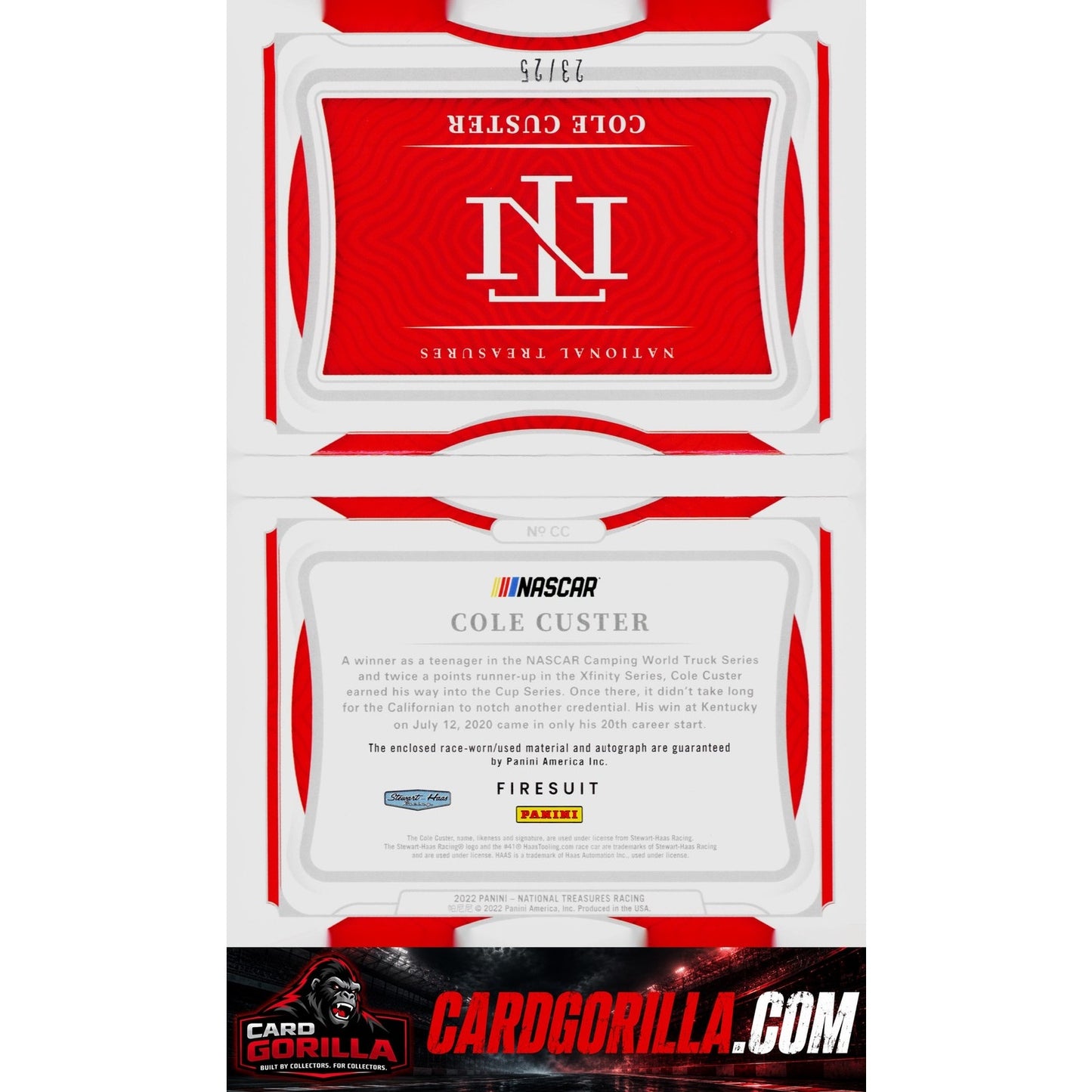 2022 Panini National Treasures Cole Custer Jumbo Firesuit Signature Booklet #/25