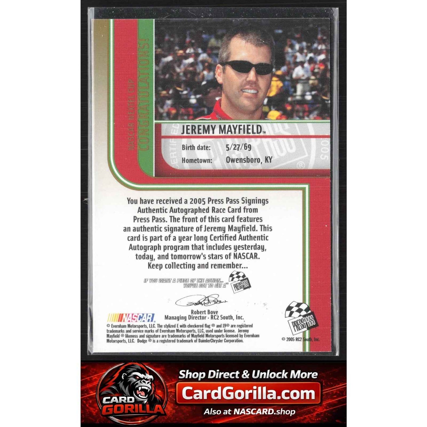 2005 Press Pass #NNO Jeremy Mayfield Signings Gold #/50