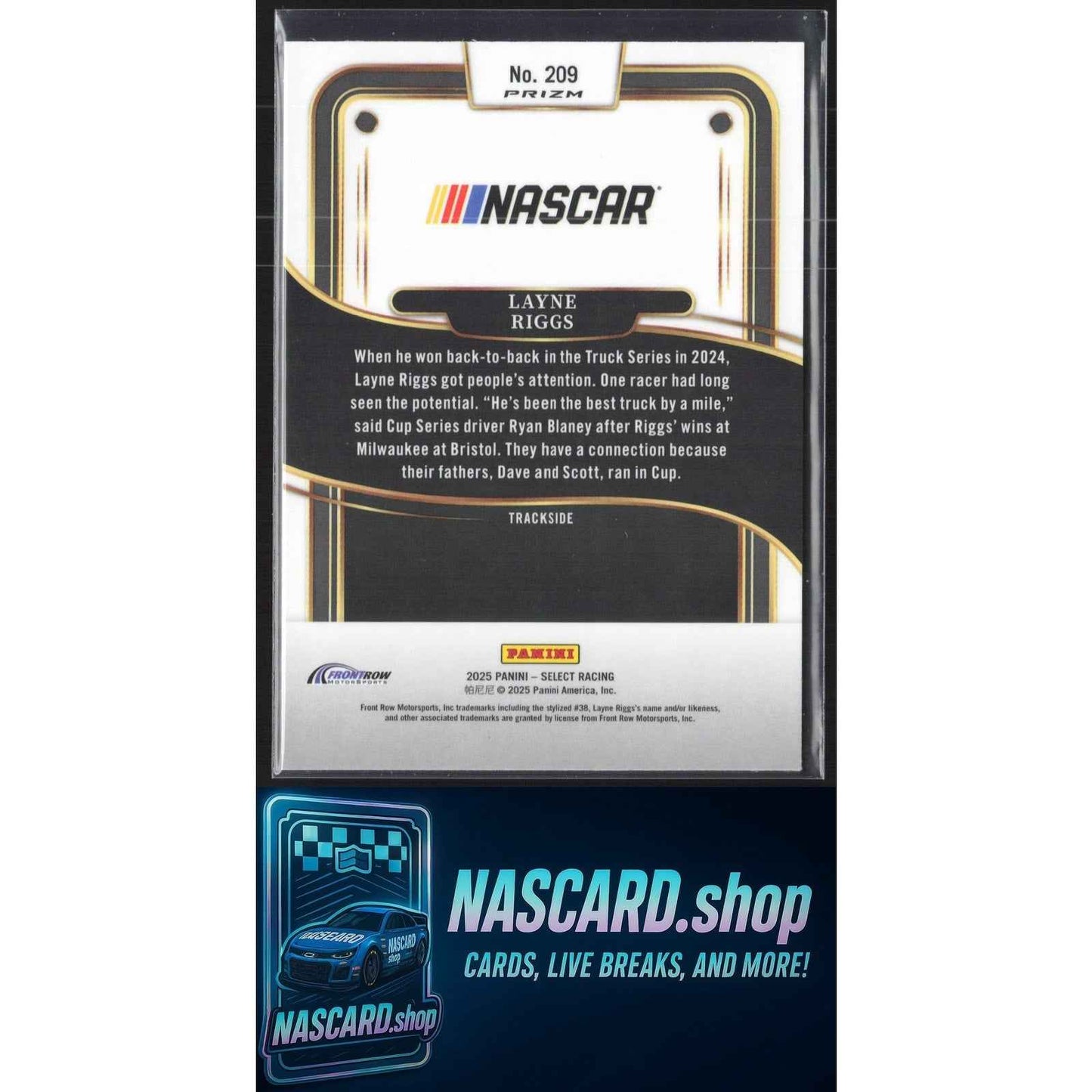 2025 Panini Select #209 Layne Riggs Silver NASCAR Logo