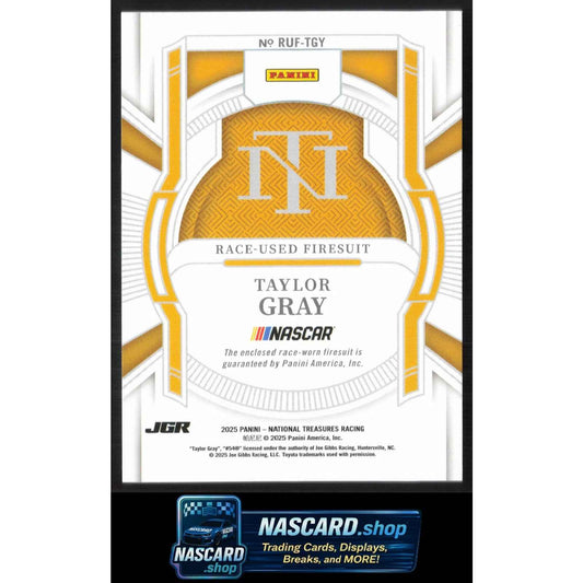 2025 Panini National Treasures #RUF-TGY Taylor Gray Race Used Firesuit Gold #/10