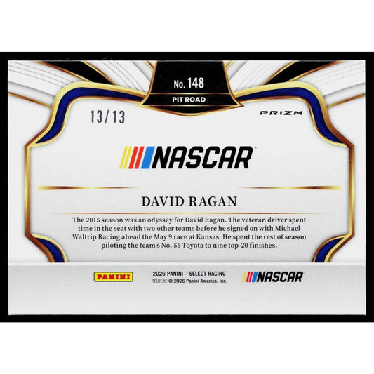 2026 Panini Select #148 David Ragan Gold Power Plaid #13/13