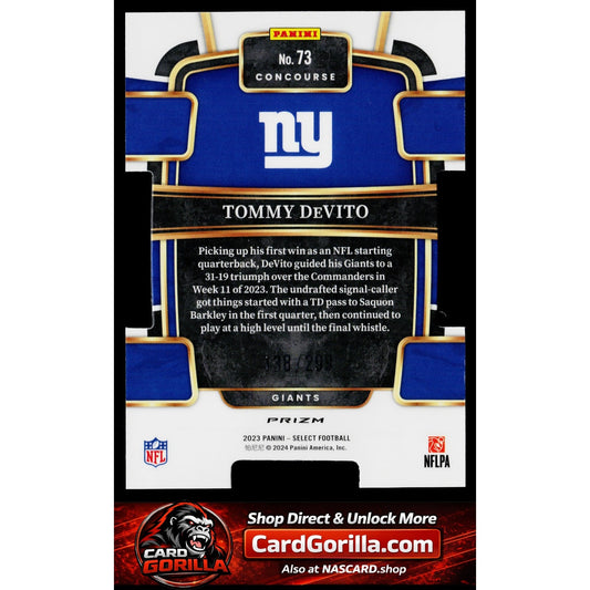 2023 Panini Select #73 Tommy DeVito Copper Prizms Die Cuts #/299