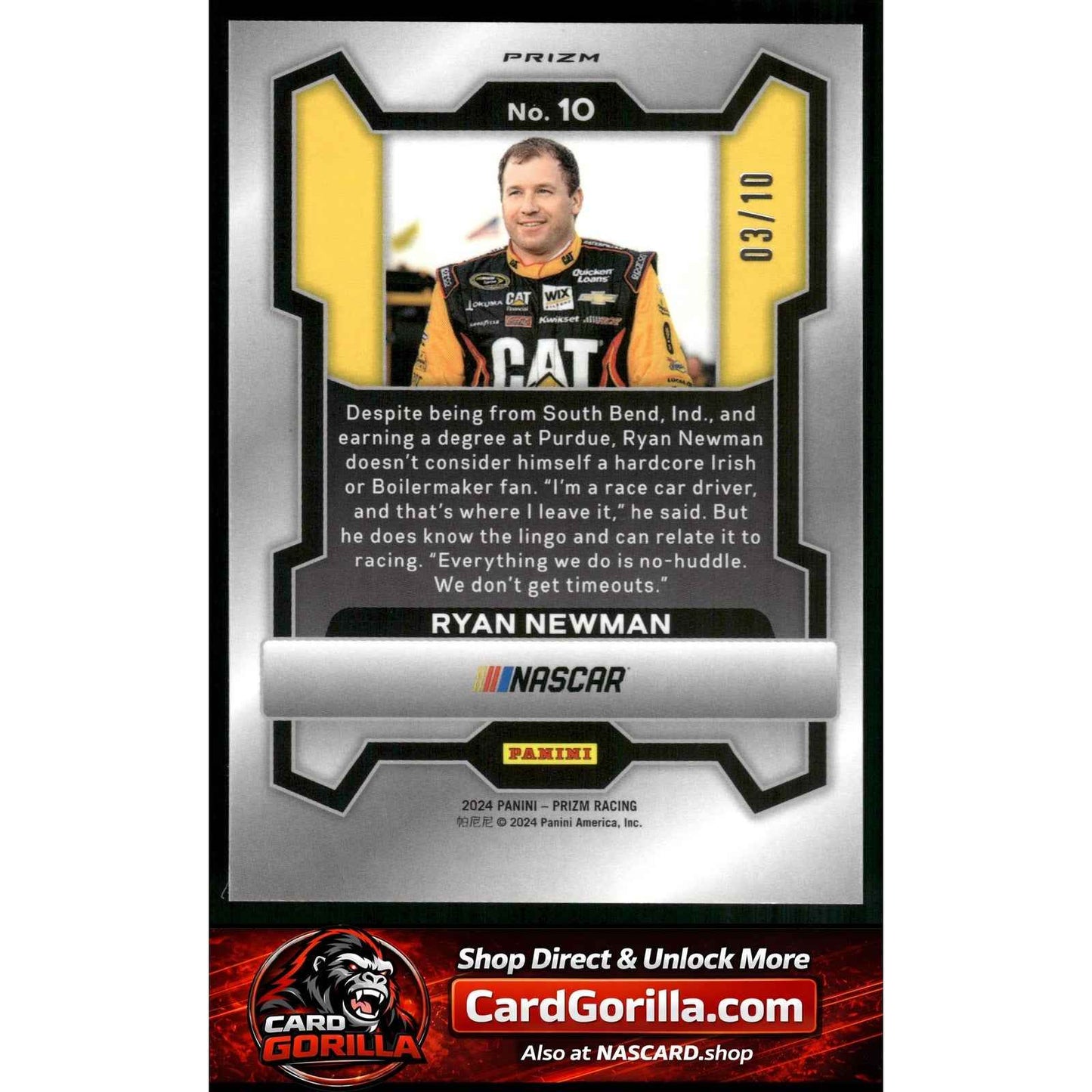 2024 Panini Prizm #10 Ryan Newman Gold #/10