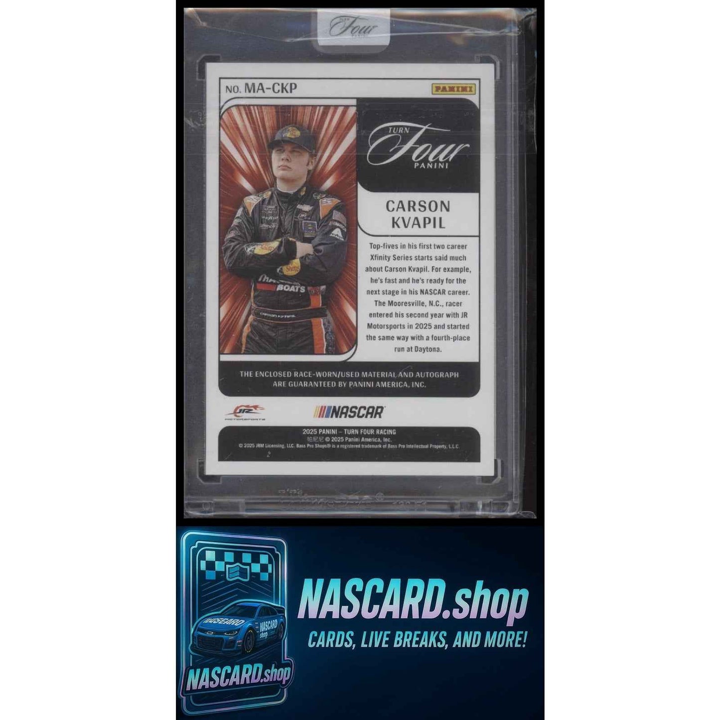2025 Panini Turn Four #MA-CKP Carson Kvapil Memorabilia Autographs Blue #/49