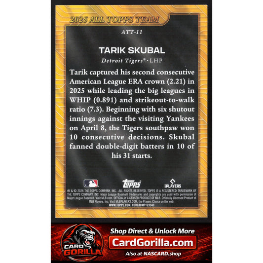 2026 Topps #ATT-11 Tarik Skubal 2025 All Topps Team