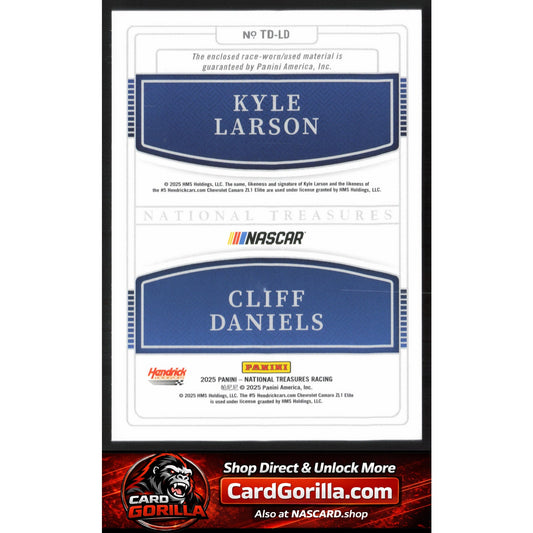 2025 Panini National Treasures #TD-LD Kyle Larson/Cliff Daniels Team Duals #/75