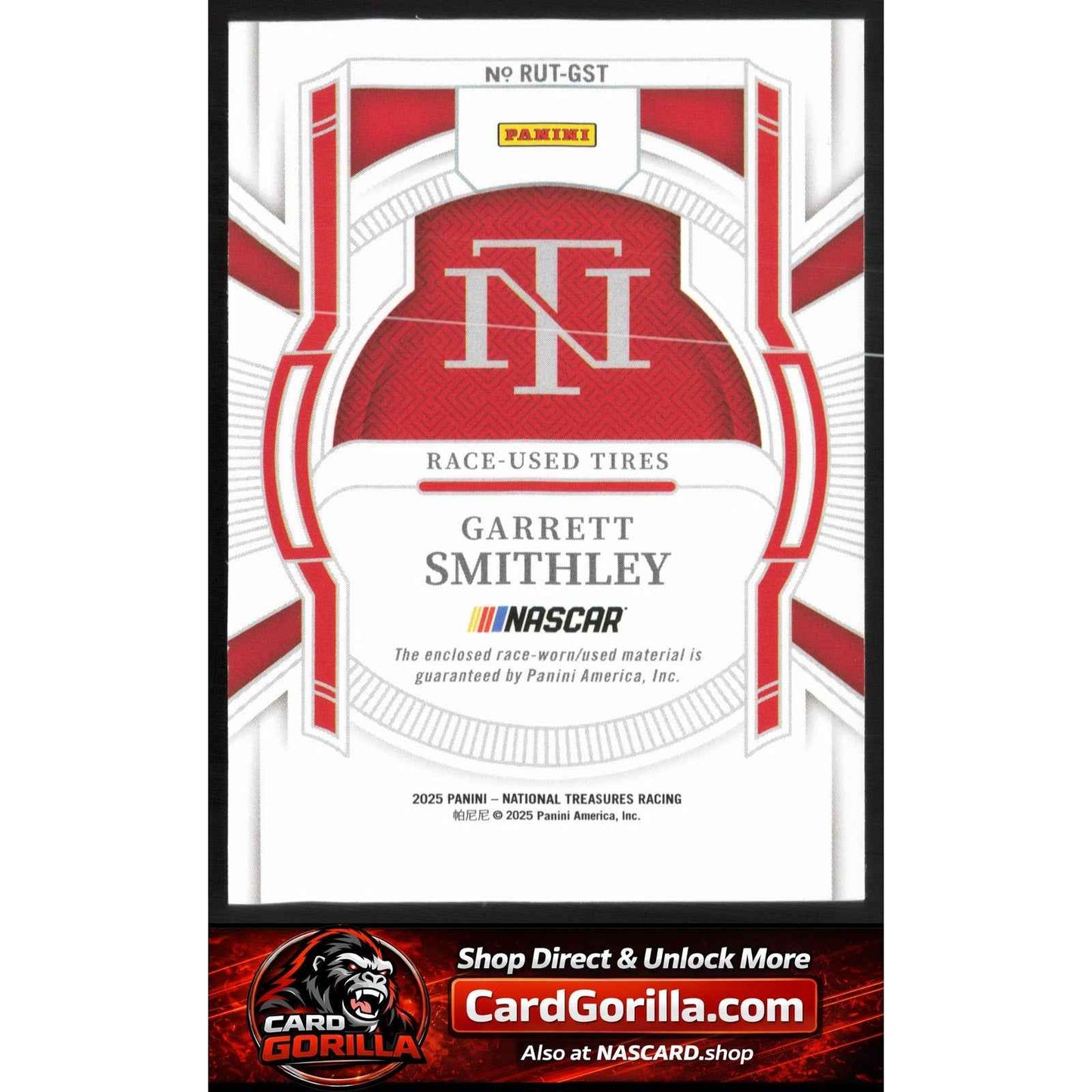 2025 Panini National Treasures #RUT-GST Garrett Smithley Race Used Tires #/99