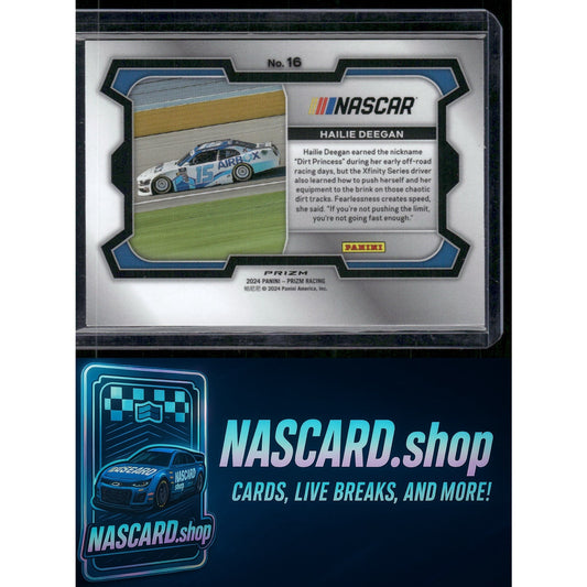 2024 Panini Prizm #16 Hailie Deegan White Sparkle - NASCARD.shop
