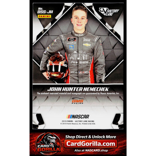2019 Panini Victory Lane #DSS-JH John Hunter Nemechek Dual Swatch Signatures
