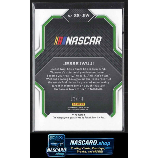 2023 Panini Prizm Jesse Iwuji Spotlight Signatures Checkered Flag Prizm #/50