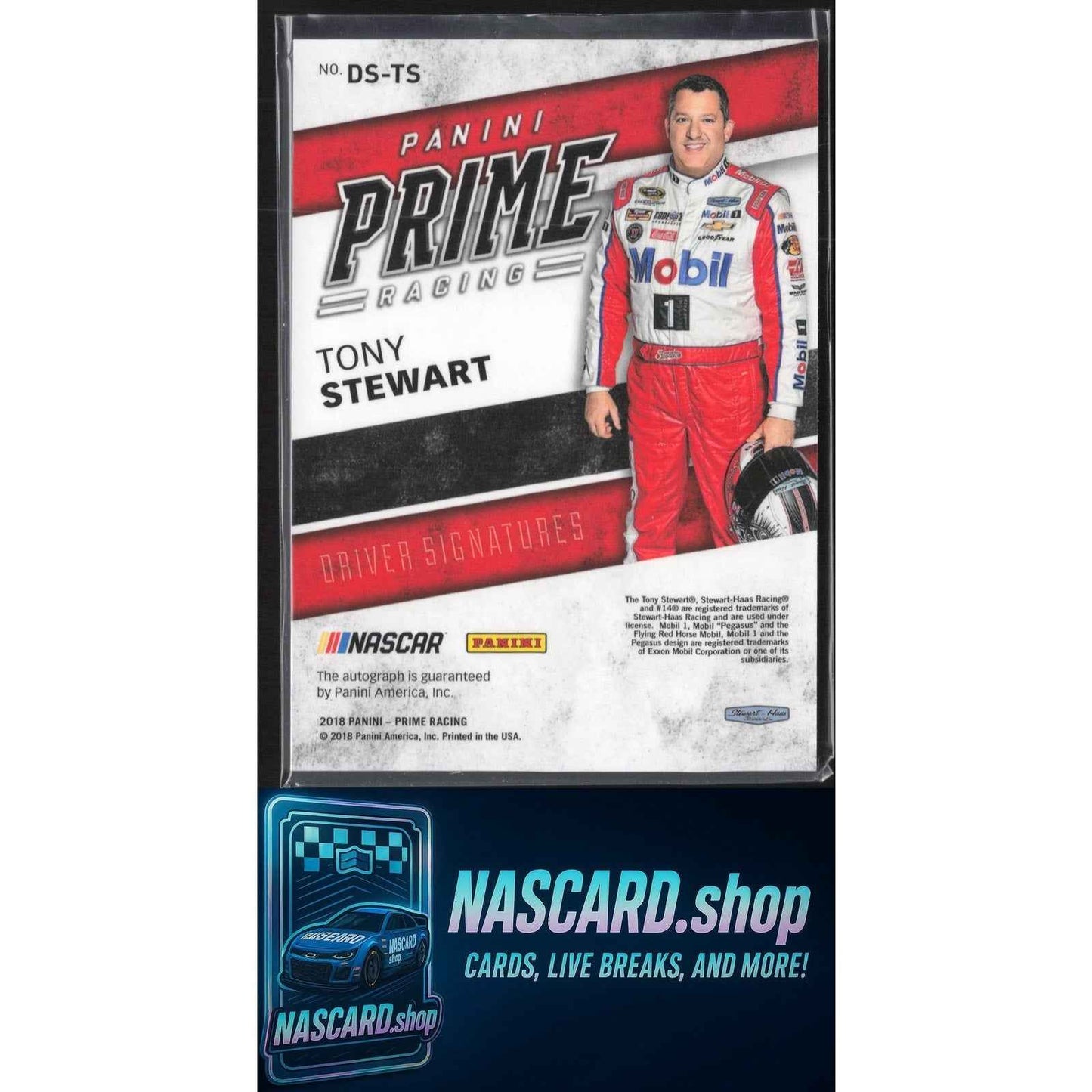 2018 Panini Prime #DS-TS Tony Stewart Driver Signatures Holo Gold #3/3