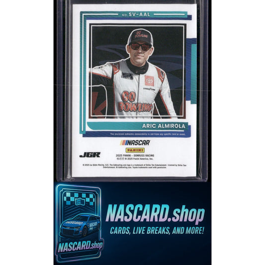 2025 Donruss #SV-AAL Aric Almirola Souvenir Swatches Red #/99 - NASCARD.shop