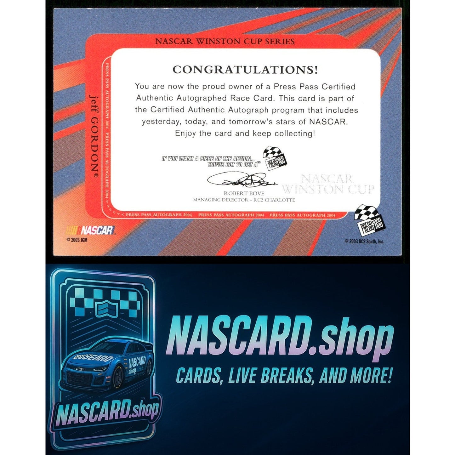 2004 Press Pass Jeff Gordon Autographs - NASCARD.shop