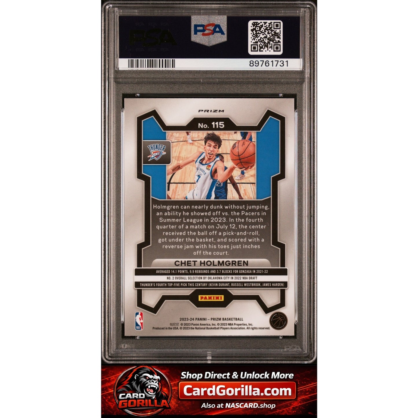 2023 Panini Prizm #115 Chet Holmgren Pink Ice PSA 10