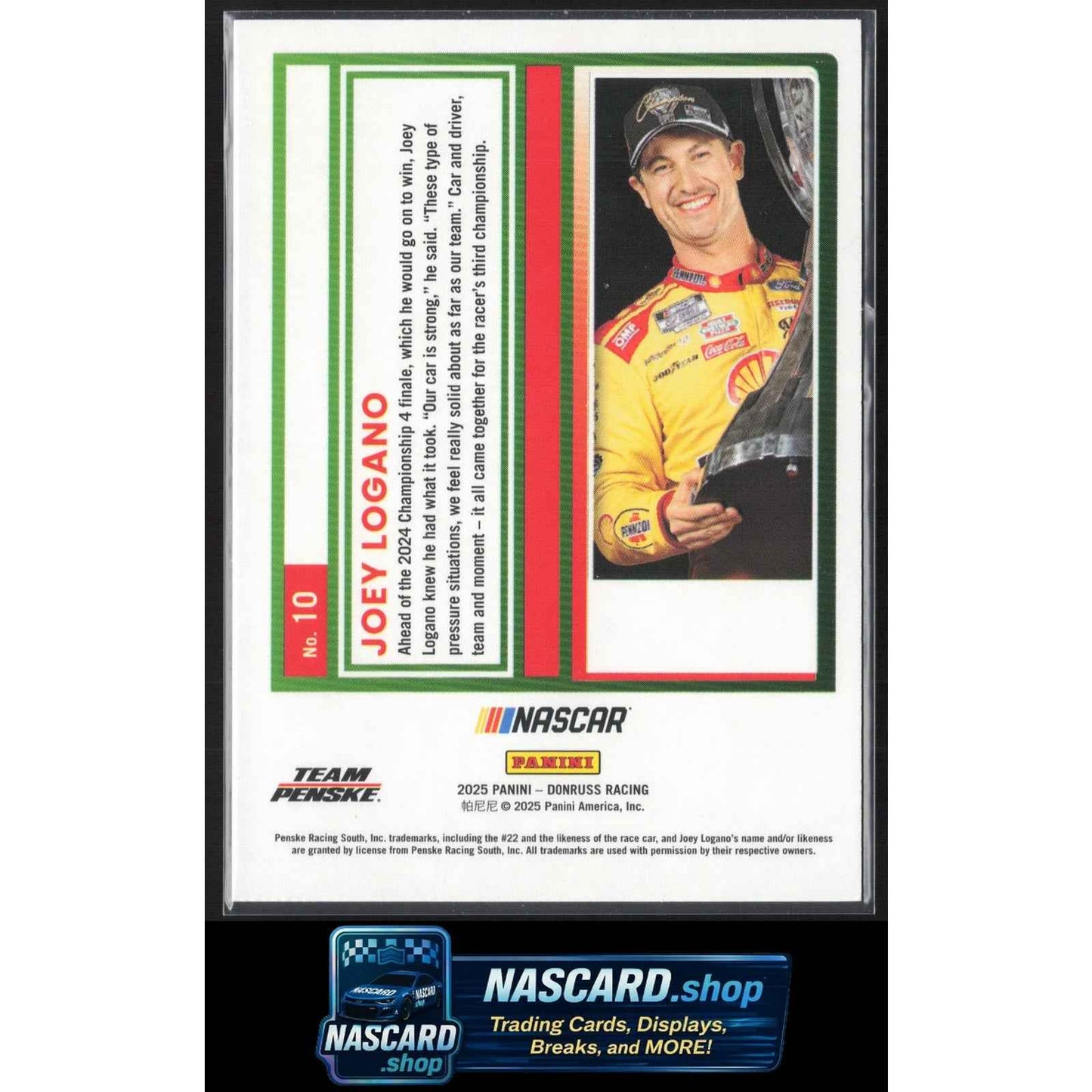 2025 Donruss #10 Joey Logano Purple #/99