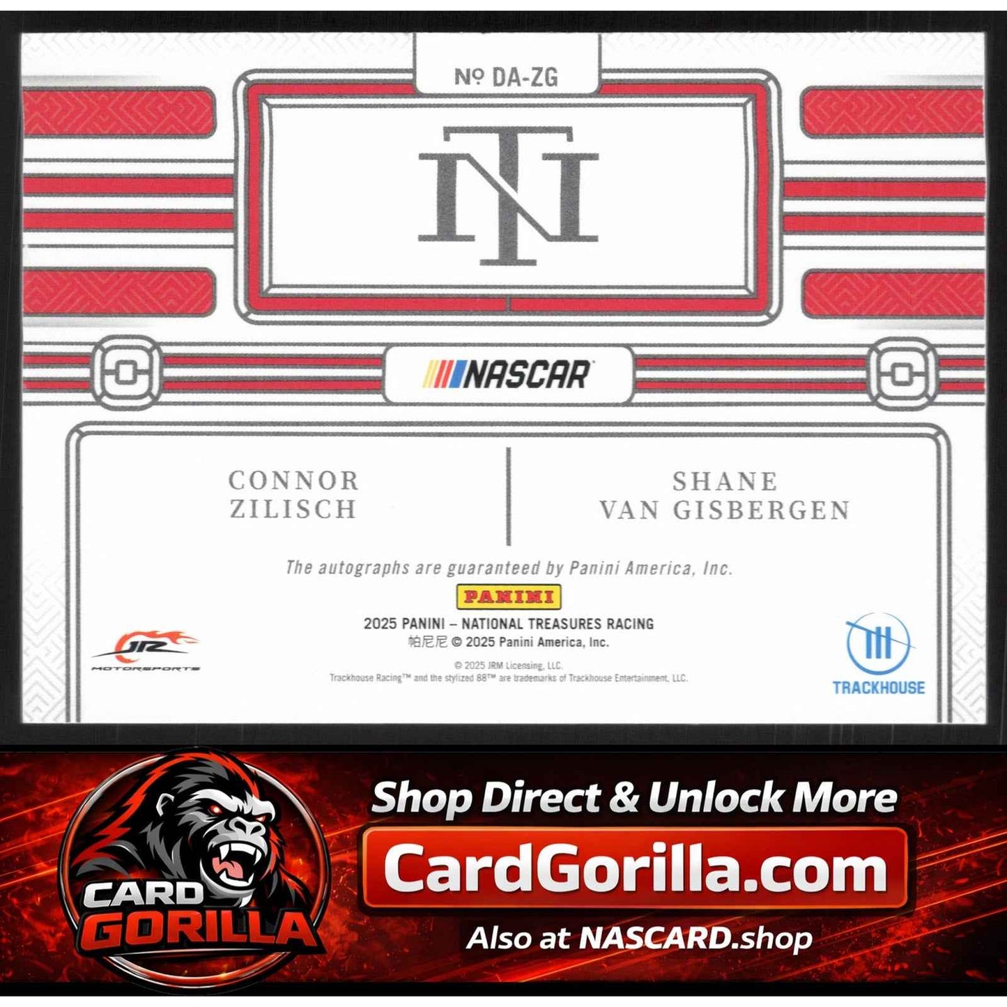 2025 National Treasures Connor Zilisch Shane Van Gisbergen Dual Auto 99/99