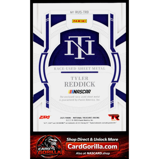 2025 Panini National Treasures Tyler Reddick Race Used Sheet Metal Blue #/75