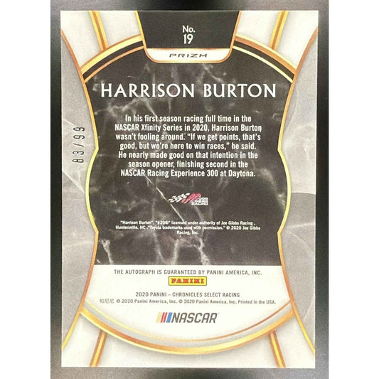 2020 Panini Chronicles Harrison Burton #19 Select Auto 83/99