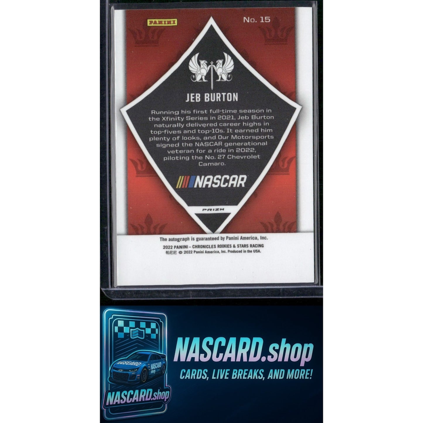 2022 Panini Chronicles #15 Jeb Burton Crusade Autographs - NASCARD.shop