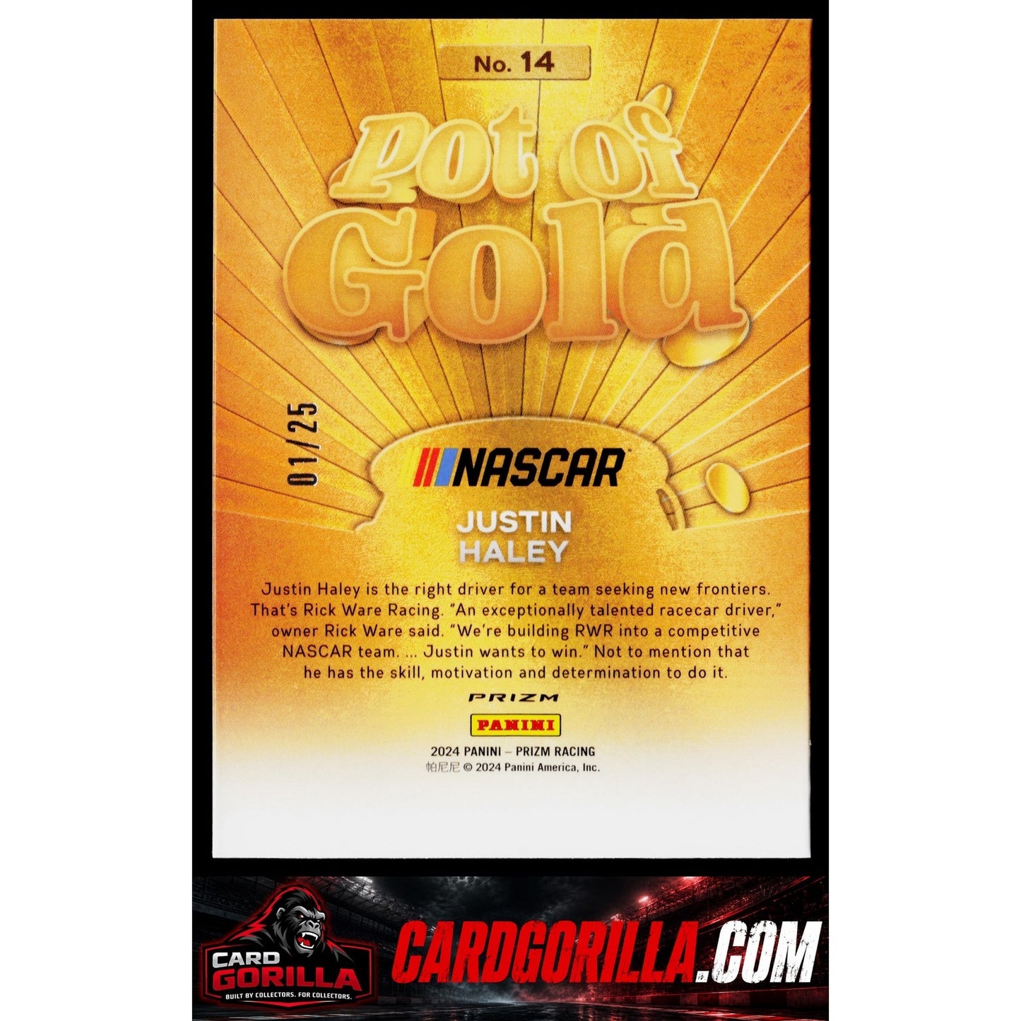 2024 Panini Prizm #14 Justin Haley Pot Of Gold Mojo #/25