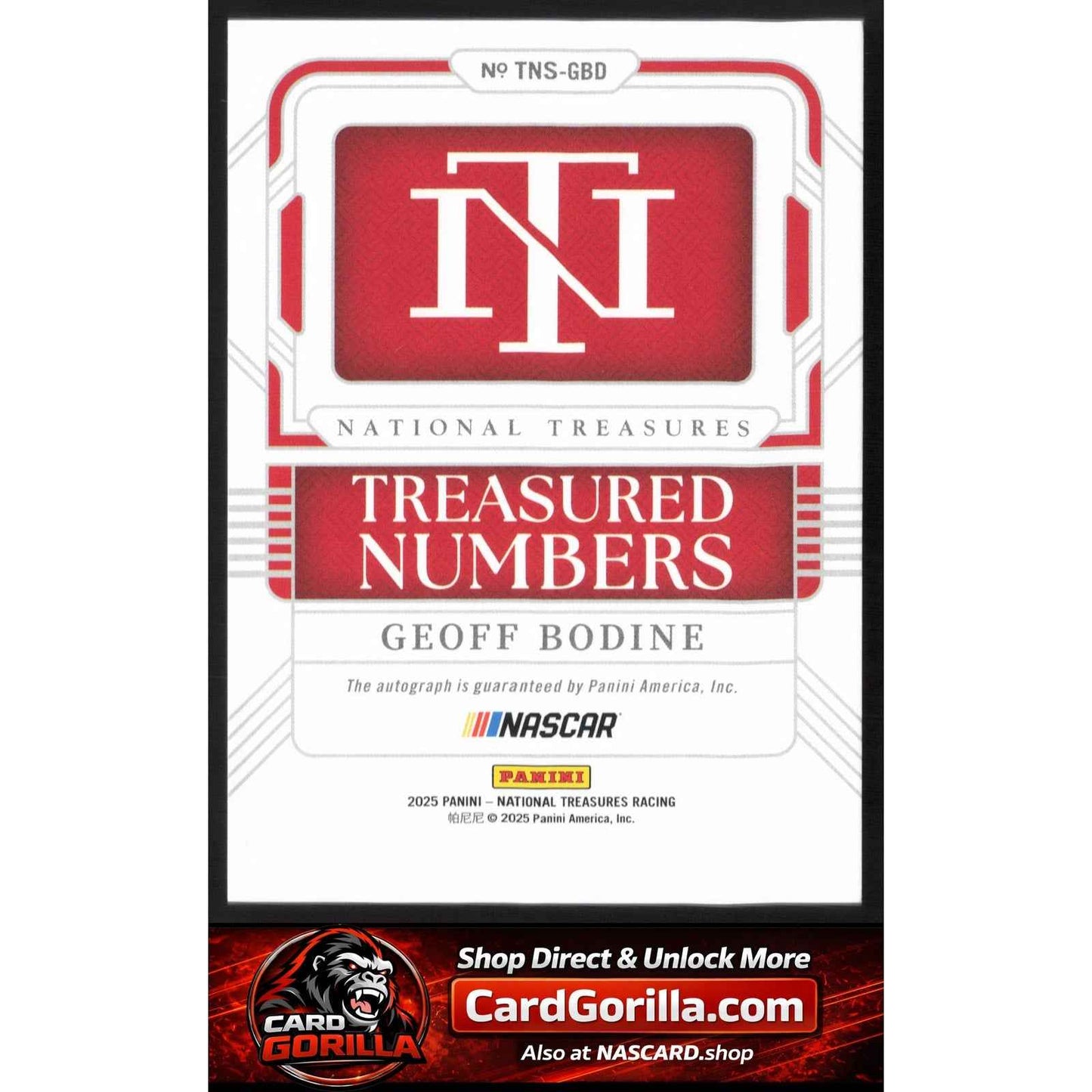 2025 National Treasures Geoff Bodine Treasured Numbers Auto Holo Silver /25
