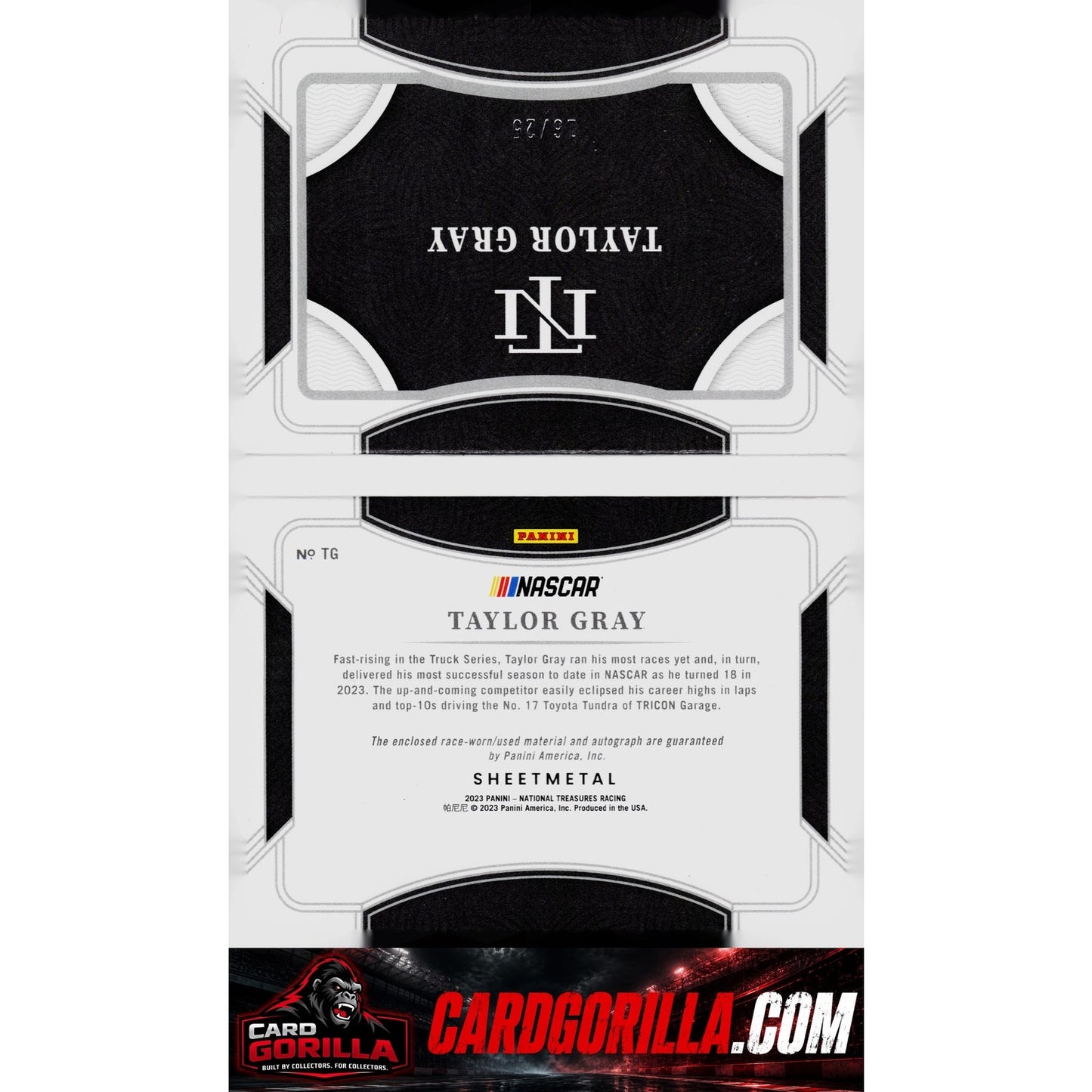 2023 National Treasures Taylor Gray Jumbo Sheet Metal Signature Booklet #/25