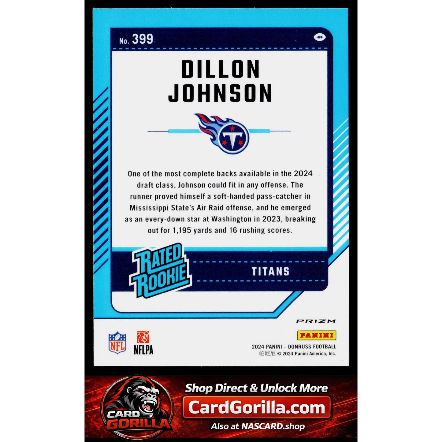 2024 Donruss #399 Dillon Johnson Optic Rated Rookies Preview Red Wave