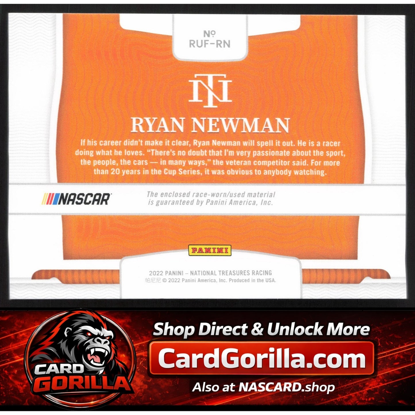 2022 Panini National Treasures #RUF-RN Ryan Newman Colossal Race Used Tires #/49