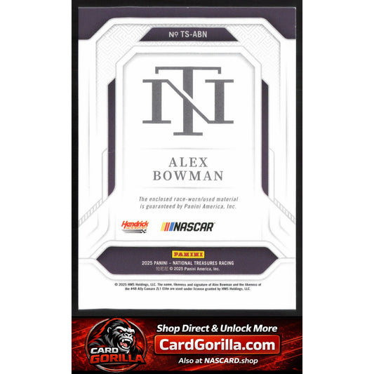 2025 Panini National Treasures Alex Bowman Treasured Swatches Holo Silver #/30