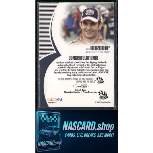 2007 Press Pass Jeff Gordon Signings Blue #/25 - NASCARD.shop
