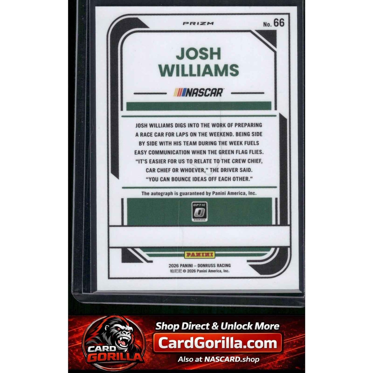 2026 Donruss #66 Josh Williams Optic Signatures
