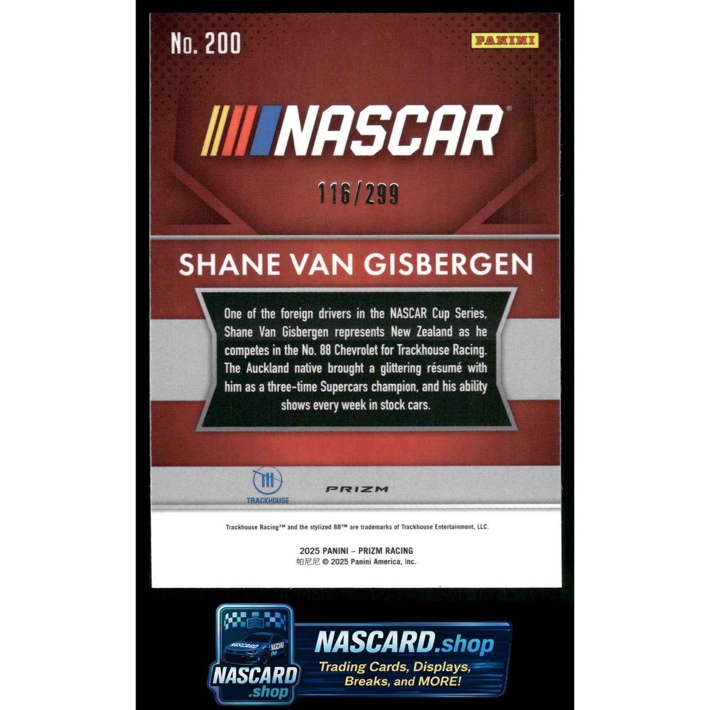 2025 Panini Prizm #200 Shane Van Gisbergen Pulsar #/299