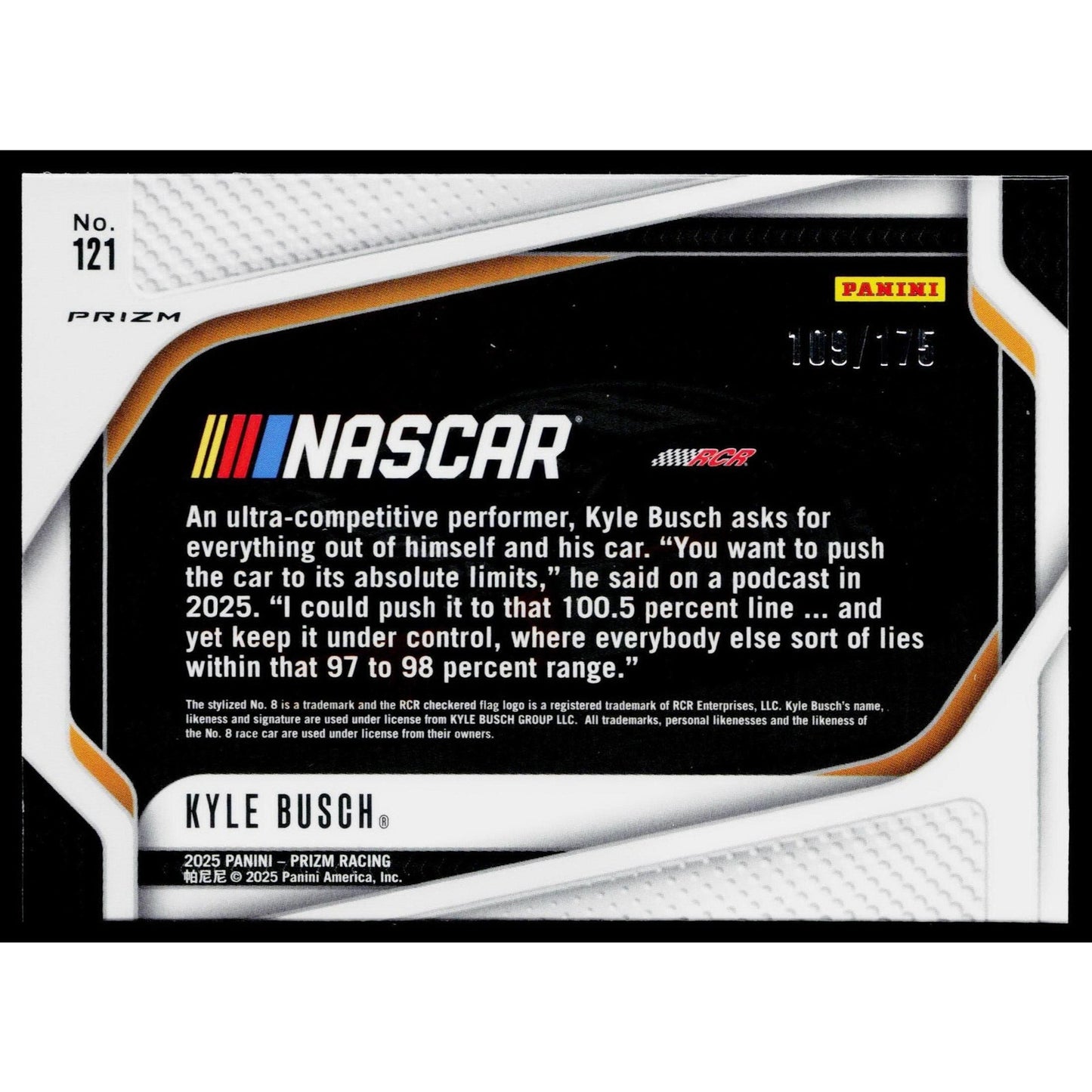 2025 Panini Prizm #121 Kyle Busch Red Power #/175