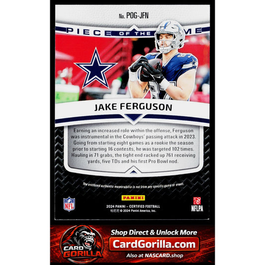 2024 Panini Certified #POG-JFN Jake Ferguson Piece of the Game #/249