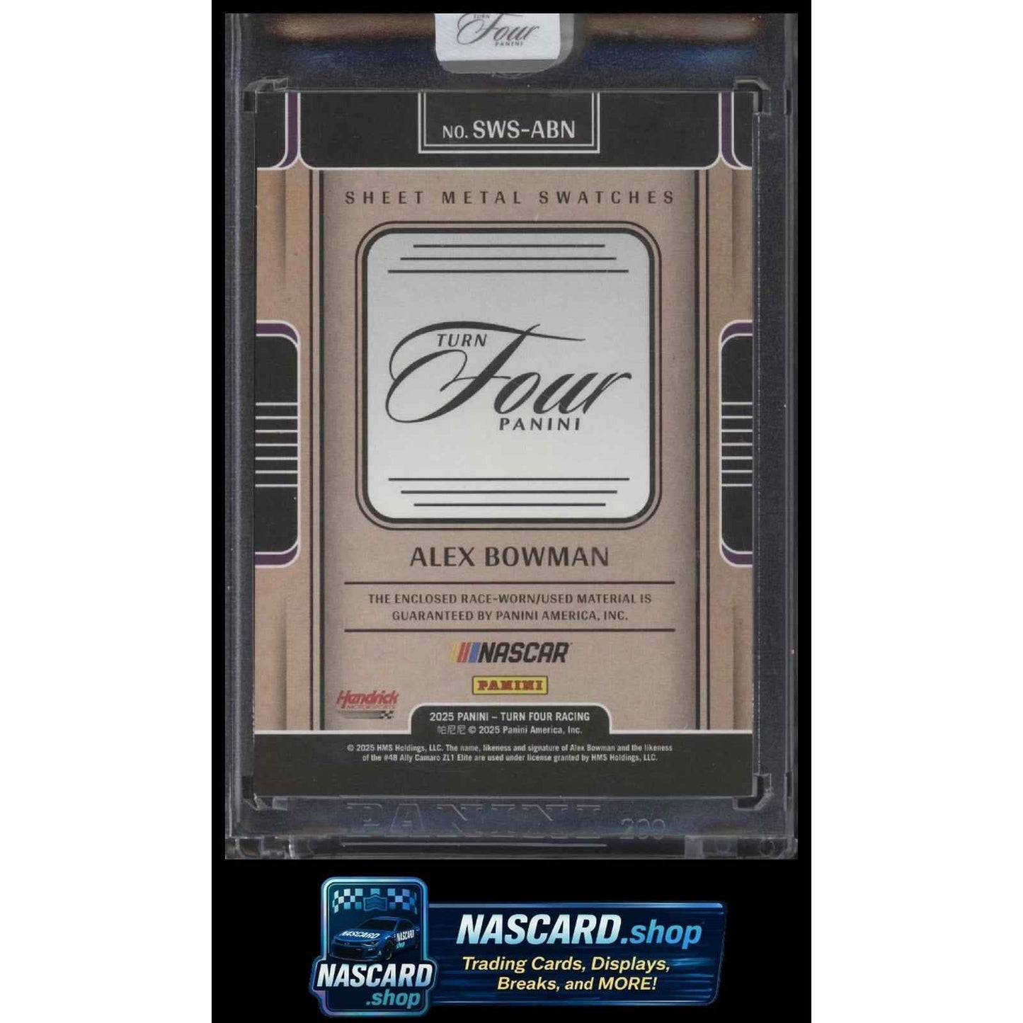 2025 Panini Turn Four #SWS-ABN Alex Bowman Sheet Metal Swatches #/99
