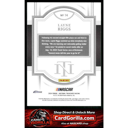 2024 Panini National Treasures #14 Layne Riggs #/49 RC
