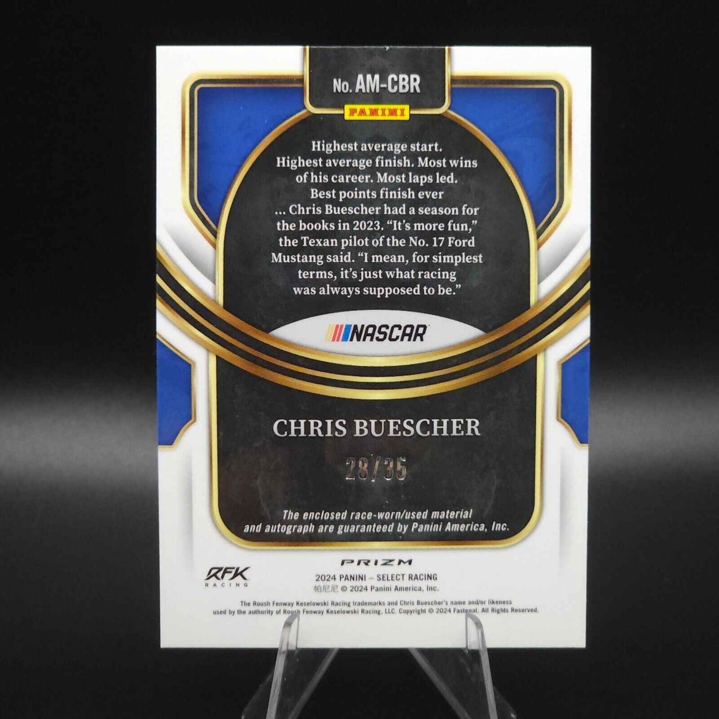 2024 Panini Select Autograph Memorabilia Blue Prizm #AM-CBR Chris Buescher /35 - NASCARD.shop