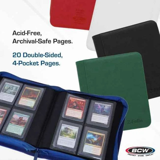 BCW Z-Folio LX 4-Pocket Trading Card Top Loader Binder | Premium Zippered Card Album