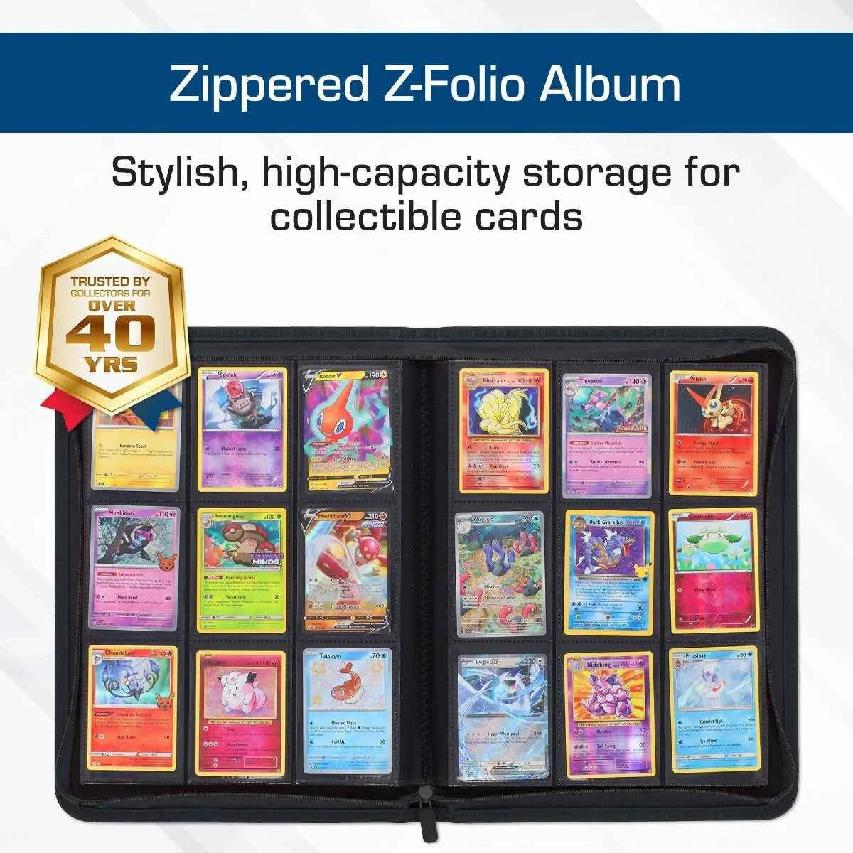 BCW Z-Folio LX 9-Pocket Trading Card Binder – Premium Zippered Album (360 Cards)