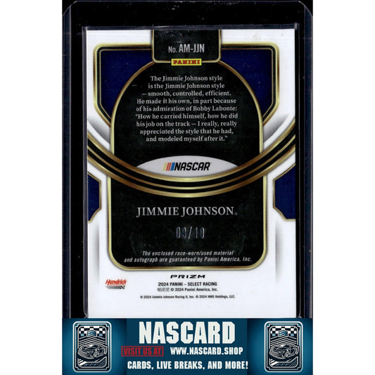 2024 Panini Select Jimmie Johnson Autographed Memorabilia Gold Flash Prizm /10 - NASCARD.shop