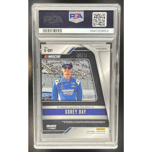 2025 Panini Prizm NASCAR Corey Day Scripts Gold Prizms RC /10 PSA 10 AUTO 10