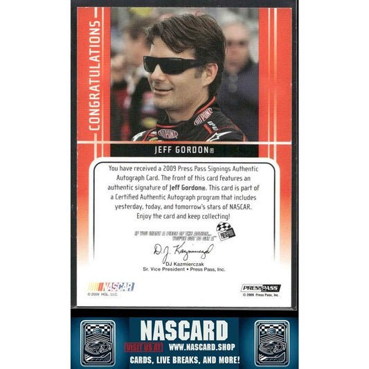2009 Press Pass Signings Authentic Autograph Jeff Gordon #129 Purple /15 - NASCARD.shop