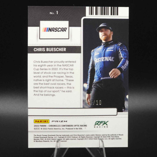 2022 Panini Chronicles - Contenders Optic Gold Prizm #1 Chris Buescher /10 - NASCARD.shop