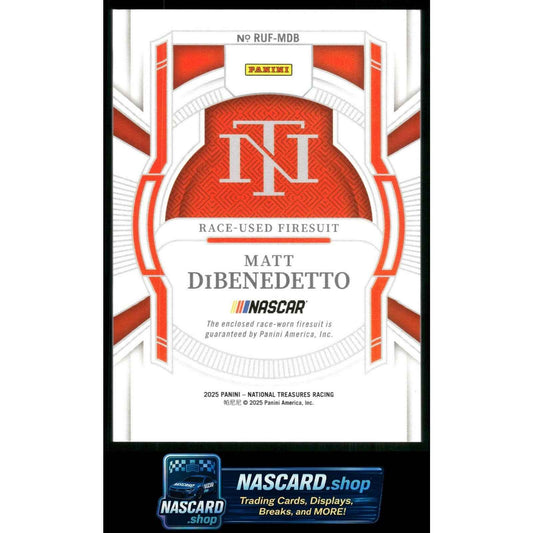 2025 Panini National Treasures Matt DiBenedetto Race Used Firesuit Blue #/75