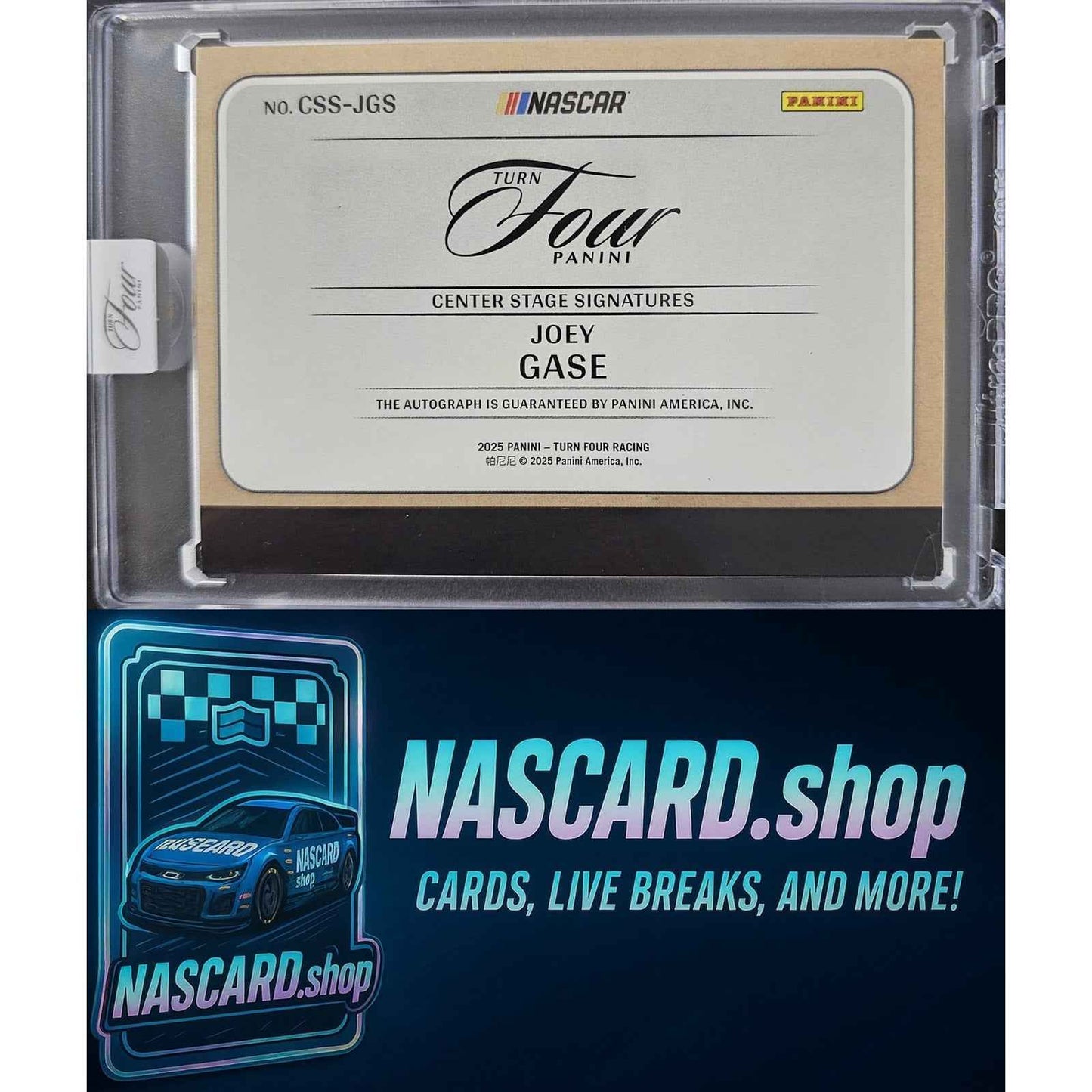 2025 Panini Turn Four Joey Gase Center Stage Signatures Holo Silver #/75