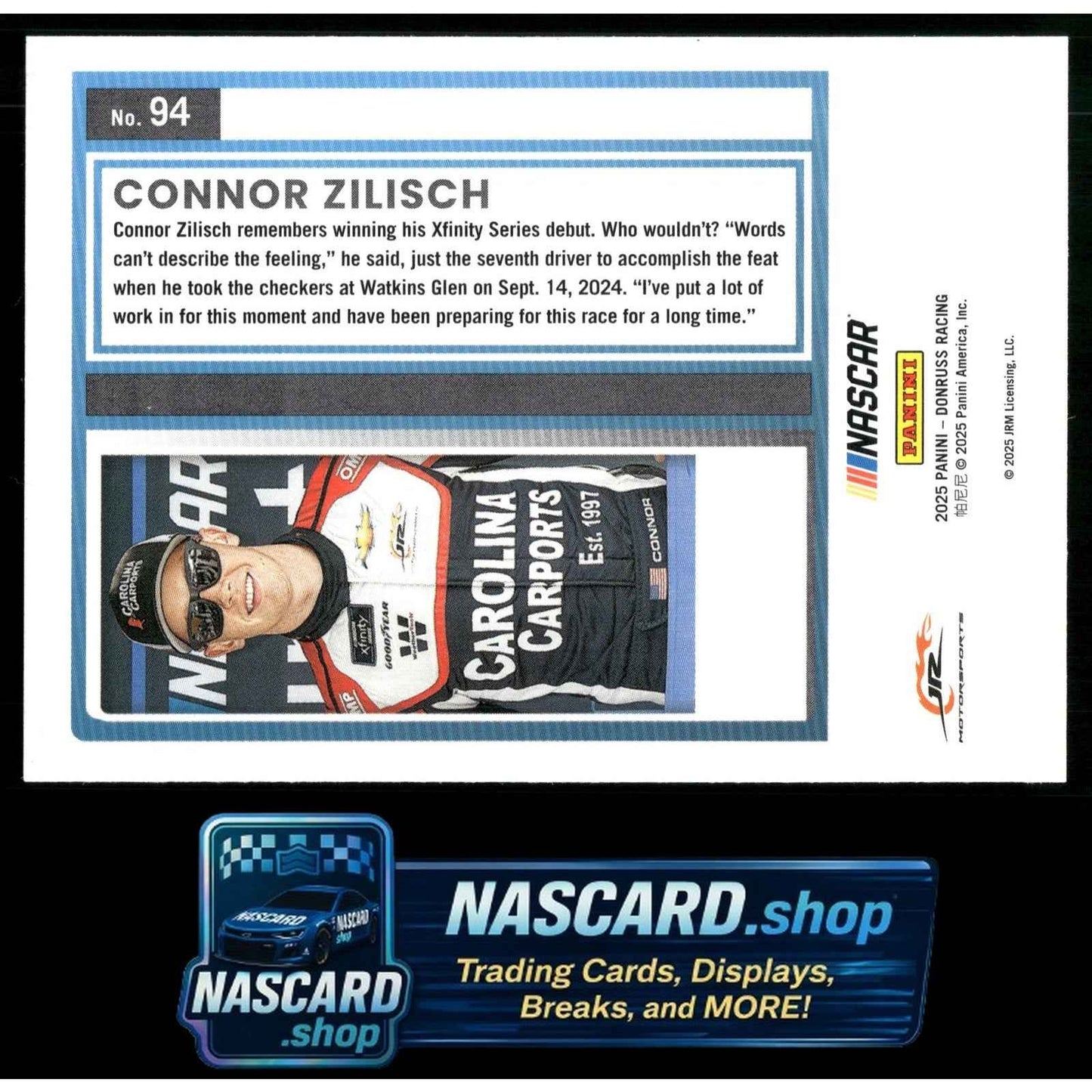 2025 Donruss #94 Connor Zilisch Red and Blue Rated Rookie