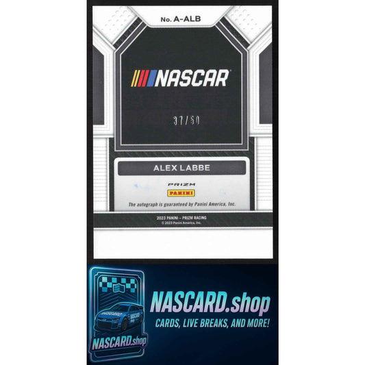 2023 Panini Prizm #A-ALB Alex Labbe Autographs Checkered Flag Prizm #/50