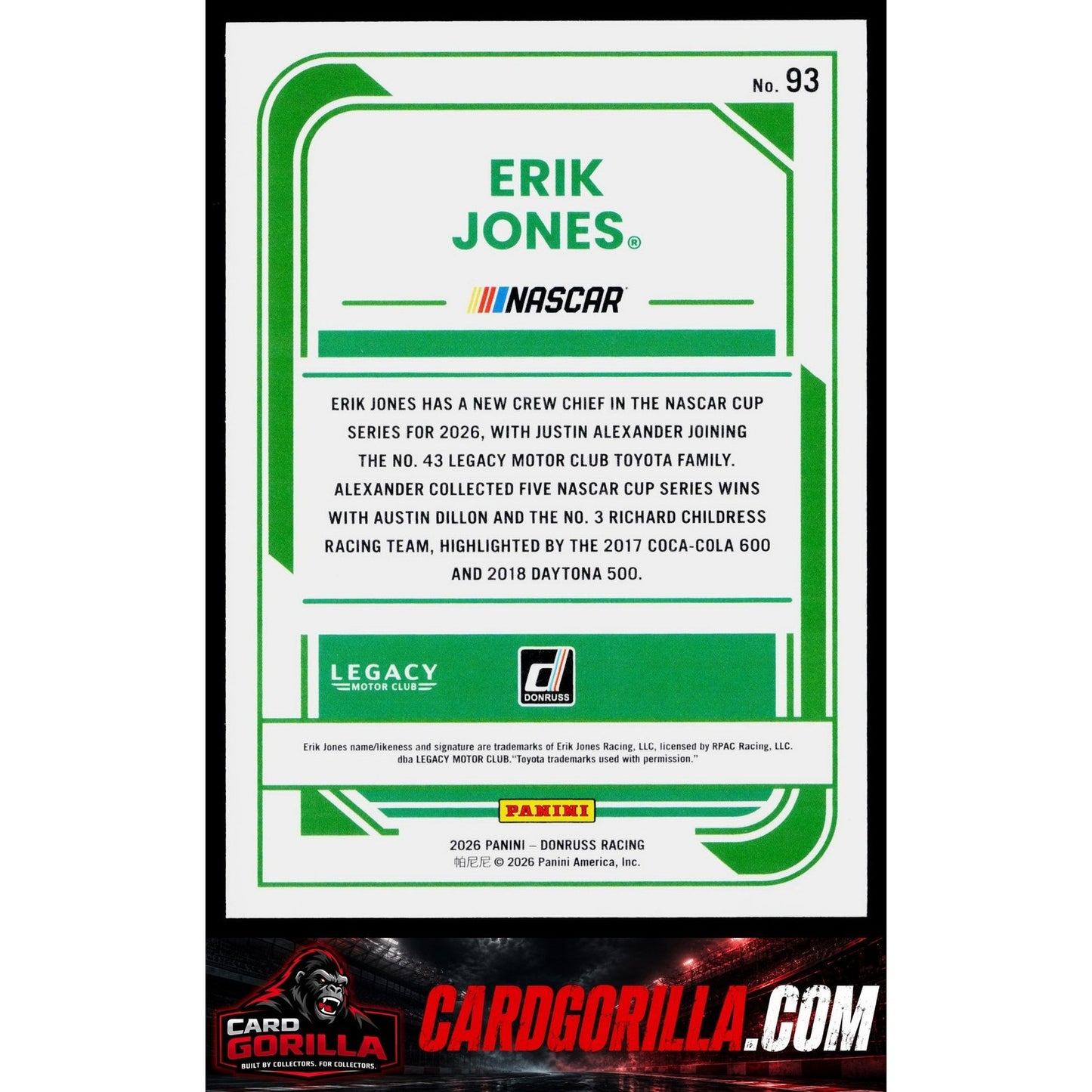 2026 Donruss #93 Erik Jones Red #/299