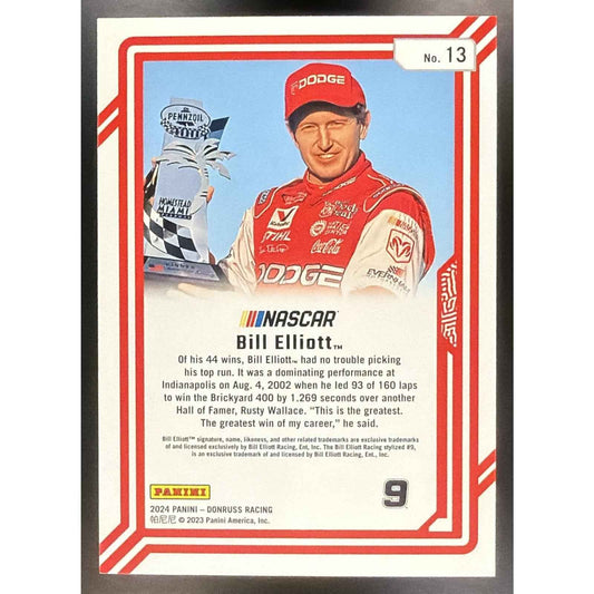 2024 Panini Donruss Bill Elliott #13 Dominators Red Xplosion 15/99