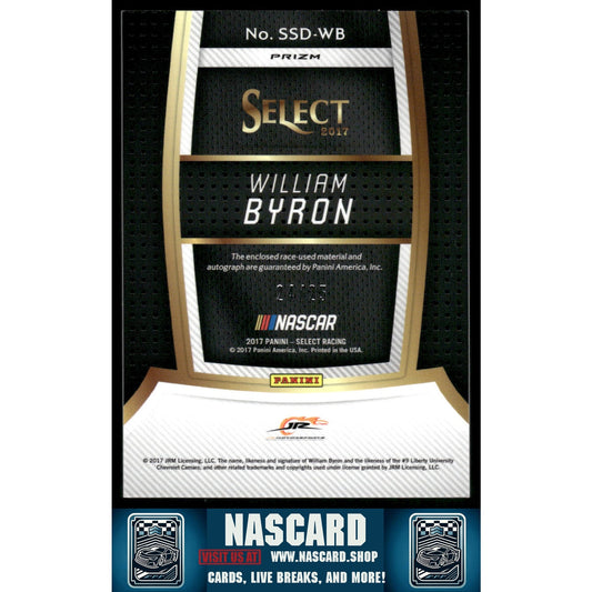 2017 Select #SSD-WB William Byron Signature Swatches Duals White Prizms #24/25 - NASCARD.shop